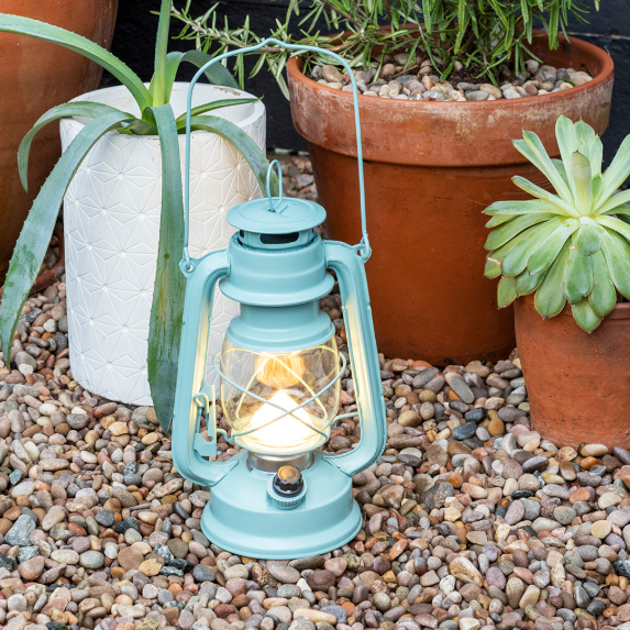 LED hurricane lantern - Aqua garden