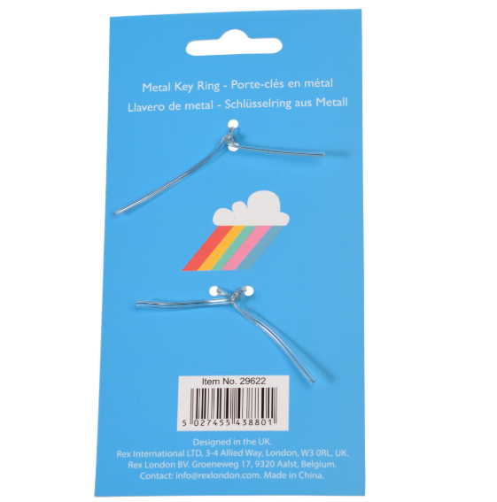 Retro 1980's Style Cloud Burst Rainbow Keyring back