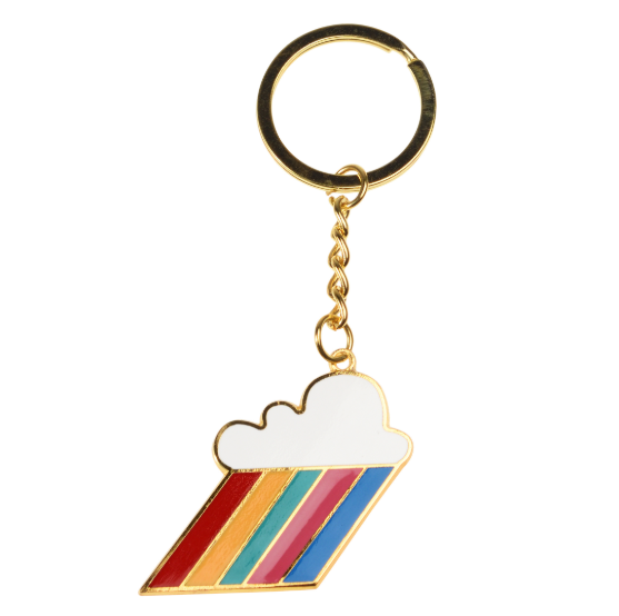 Retro 1980's Style Cloud Burst Rainbow Keyring