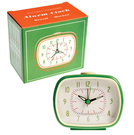 Retro Alarm Clock - Green with box