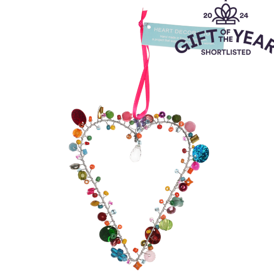 Handmade Beaded Heart Decoration - Small
