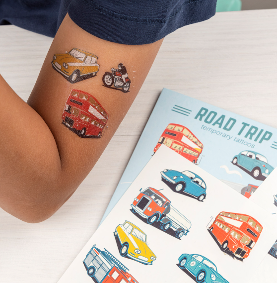 Vintage Transport Temporary Tattoos on arm