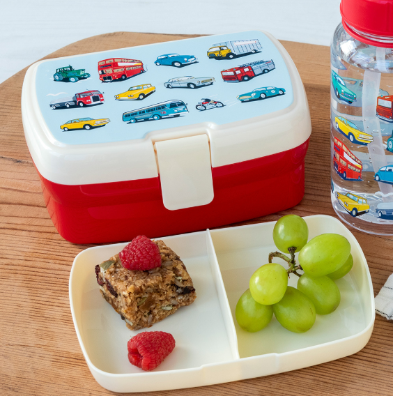 Vintage Transport Lunch Box - Road Trip display