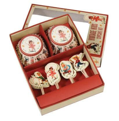 Vintage Kids Cupcake Kit 1940s Style open