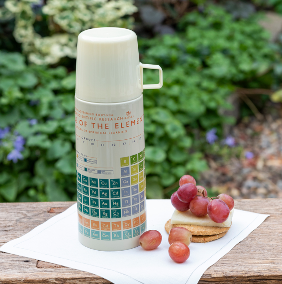 Periodic Table Flask and Cup 1970s Style outside