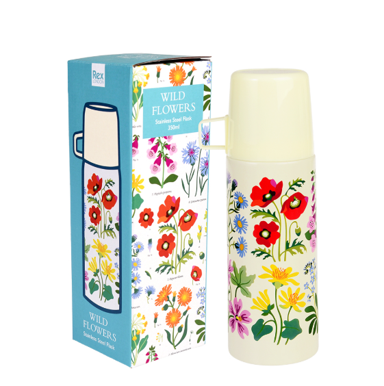 Wild Flower Flask and Cup 1970s Style