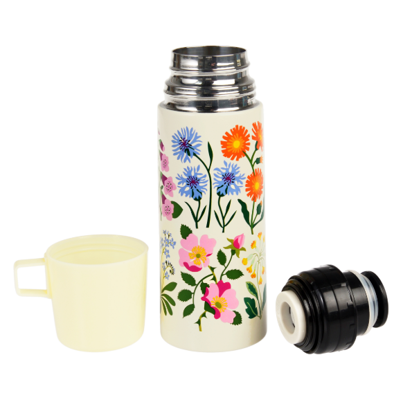 Wild Flower Flask and Cup 1970s Style open