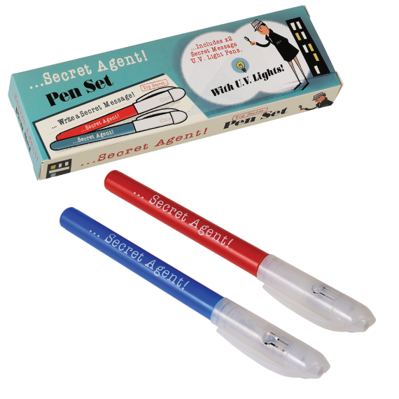Secret Agent Invisible Ink Spy Pens (set of 2) with box