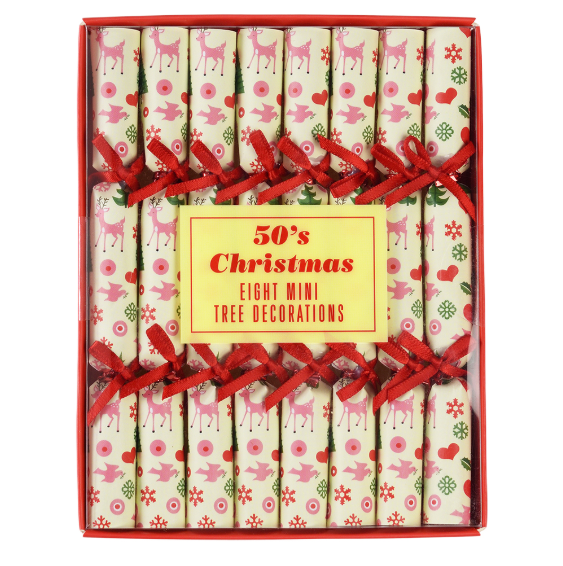 Mini Tree Decorations (pack of 8) - 1950s Christmas
