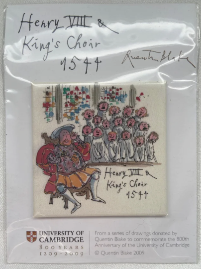 King's College Chapel & Choir Henry VIII Fridge Magnet - Quentin Blake Design - University of Cambridge