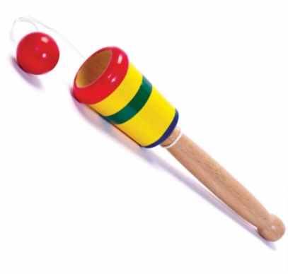 Vintage Wooden Cup and Ball action