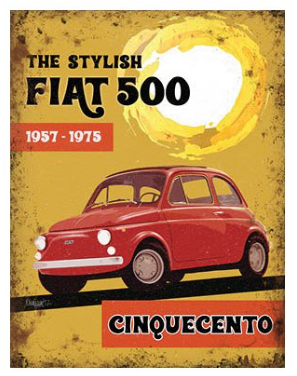 The Stylish Fiat Metal Sign