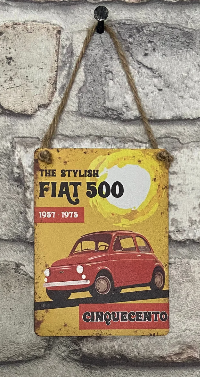 The Stylish Fiat Mini Metal Sign