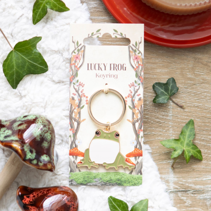 Lucky frog keyring on card