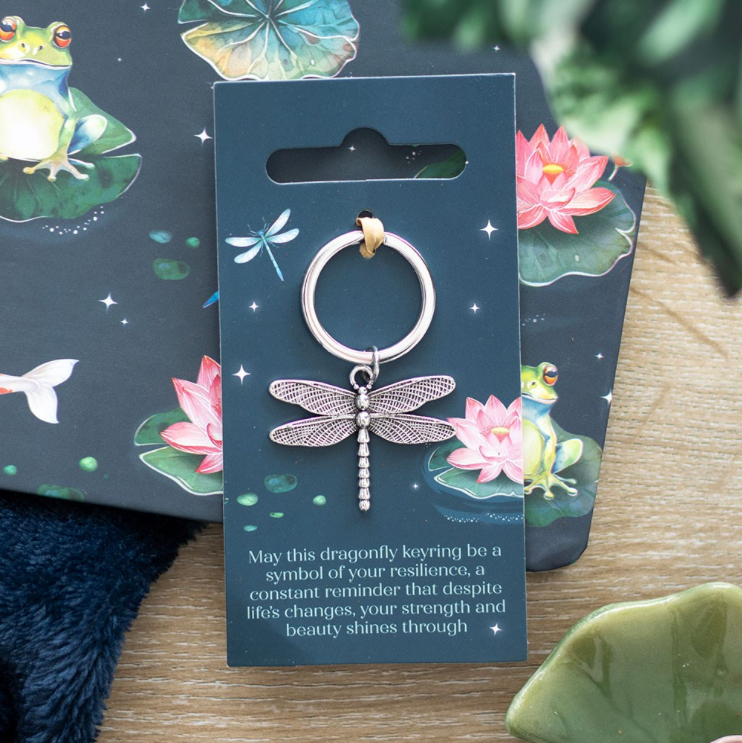 silver coloured dragonfly keyring