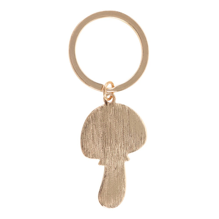 gold colour metal back of Funky Fungi Mushroom Keyring