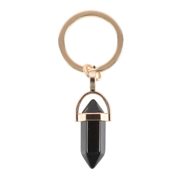 Black Obsidian Crystal Keyring