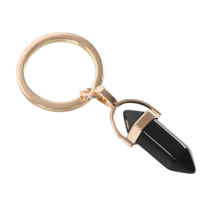Black Obsidian Crystal Keyring side