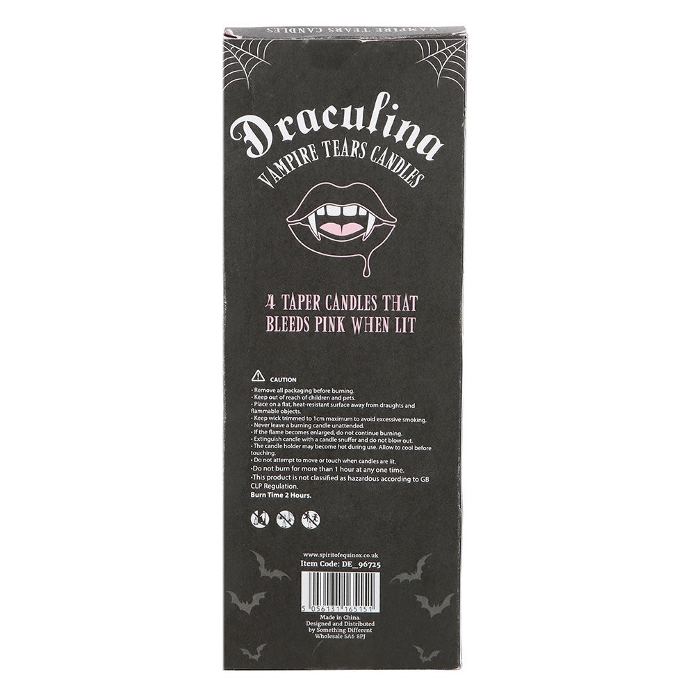 Set of 4 Pink and Black Vampire Tears Taper Candles