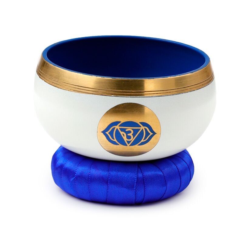 Singing Bowl royal blue with mango wood stick on cushion