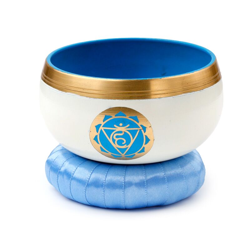 Singing Bowl Light Blue Chakra and cushion
