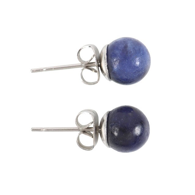 Sodalite Semi Precious Crystal Earrings side view
