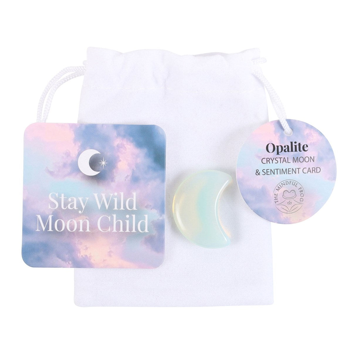 Stay Wild Opalite Crystal Moon in a Bag front