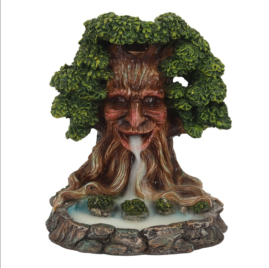Tree Man Pond Backflow Incense Burner with smoke