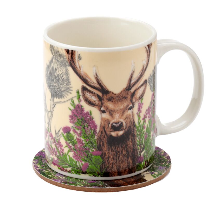 wild stag mug and coaster