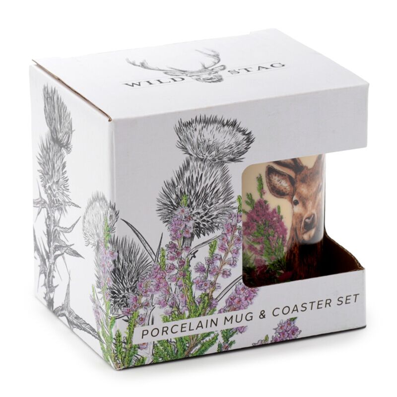 wild stag mug and coaster in box