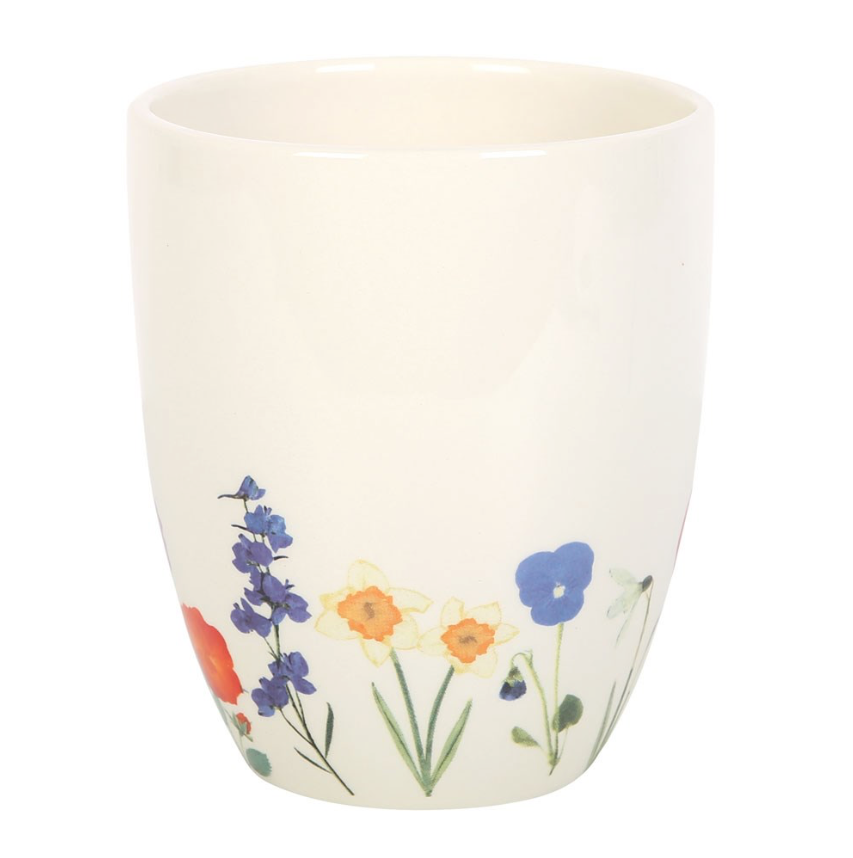 Wildflower Ceramic Plant Pot purple flowers blue bells