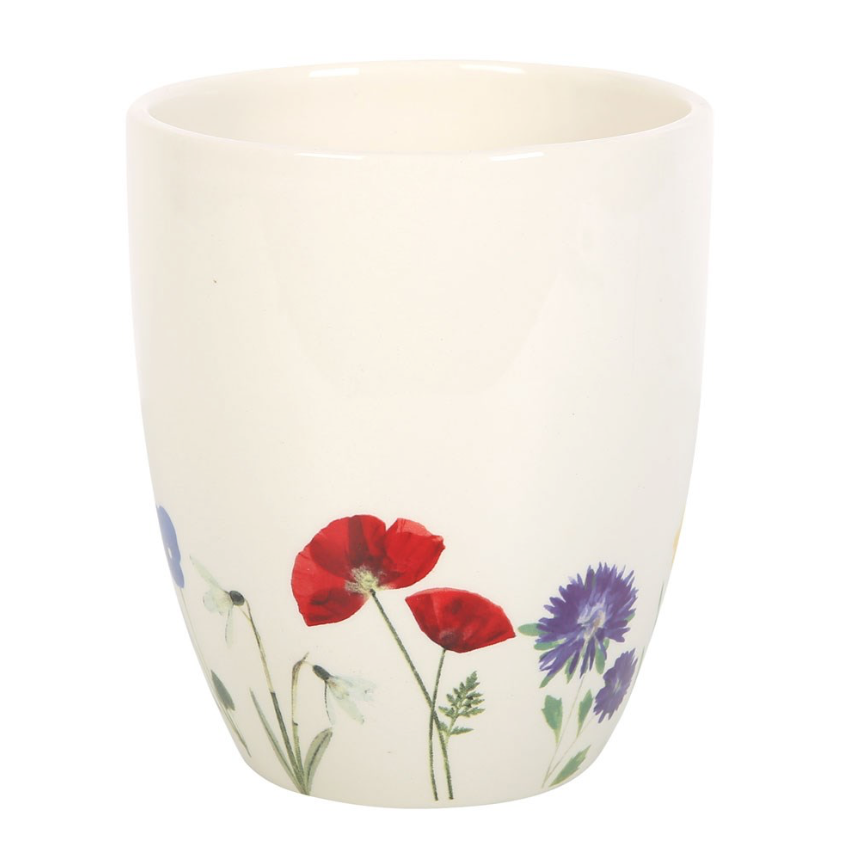Wildflower Ceramic Plant Pot purple flowers poppies