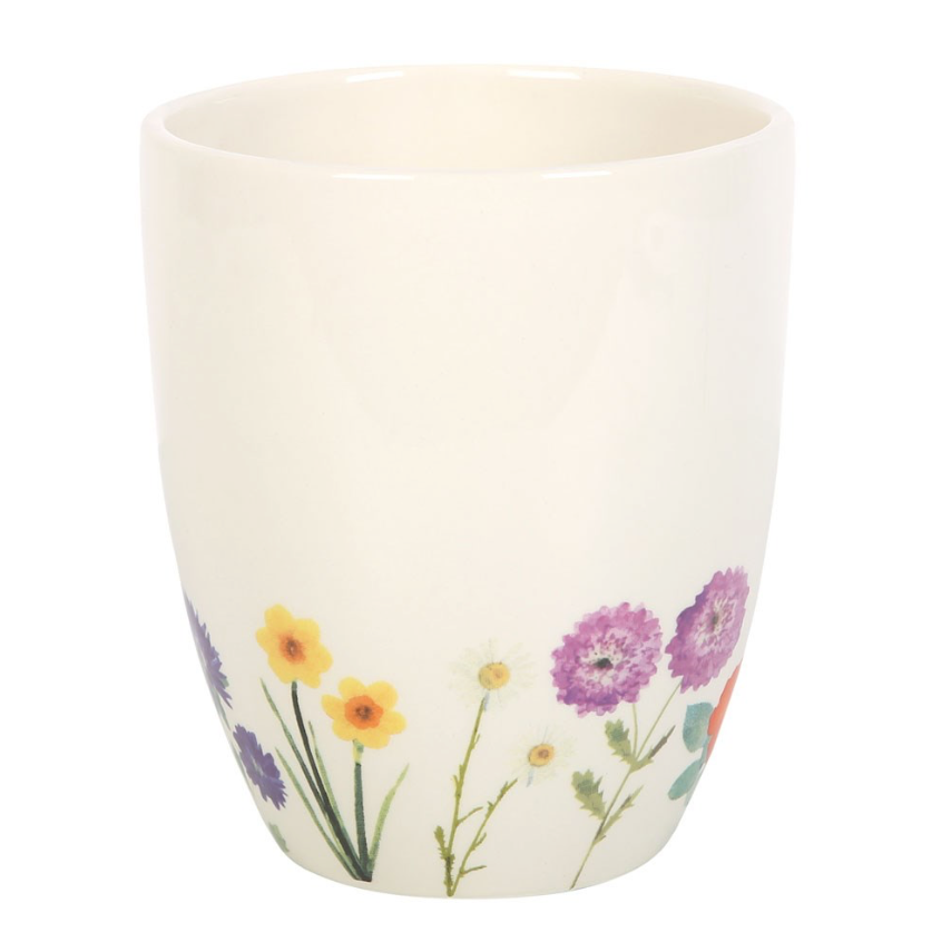 Wildflower Ceramic Plant Pot purple flowers daisies