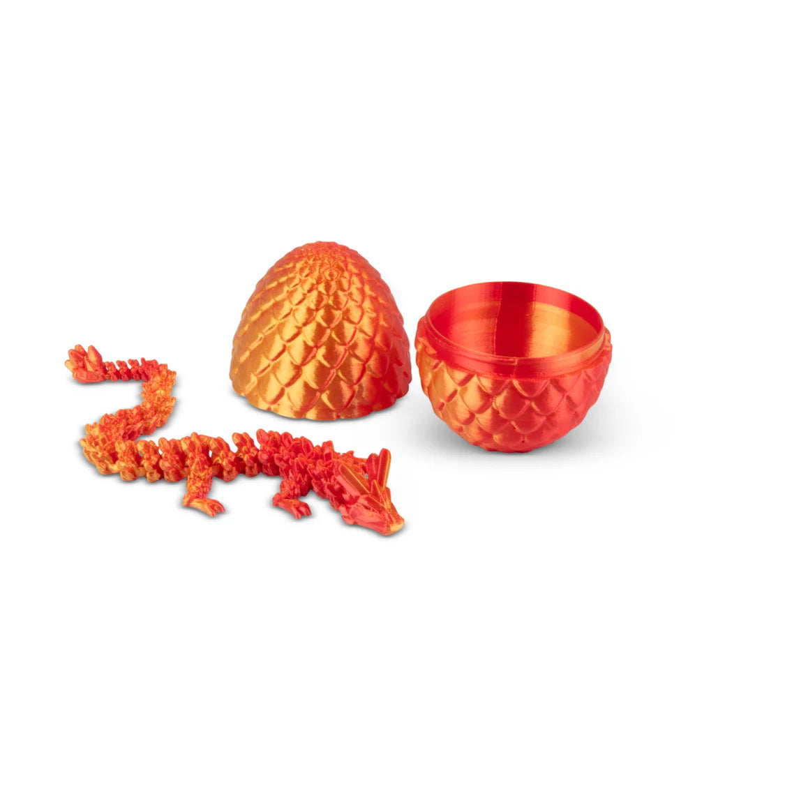 Red and orange dragon set on a white background