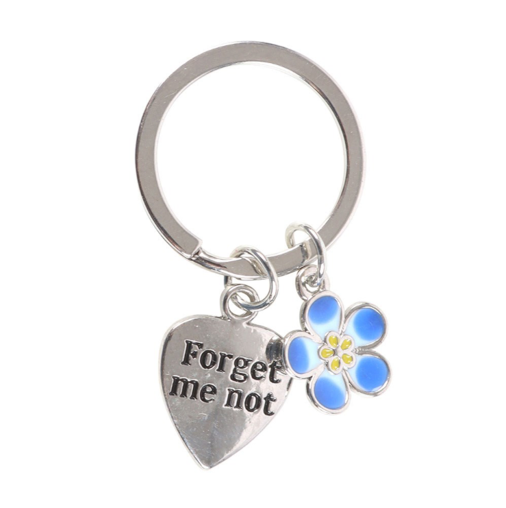 Blue and silver colour Forget-Me-Not Enamel Flower Metal Keyring