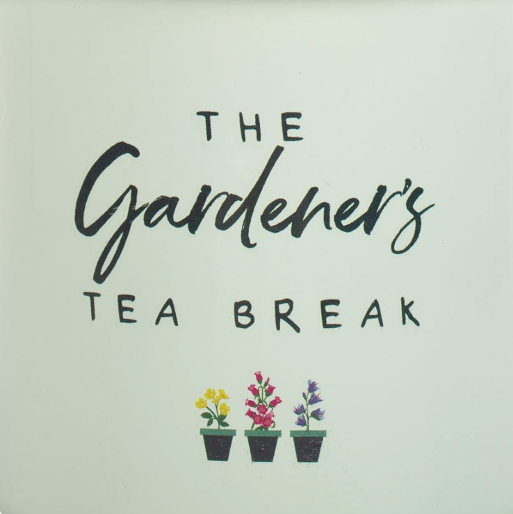 Gardener's Tea Break Enamel Mug Close Up