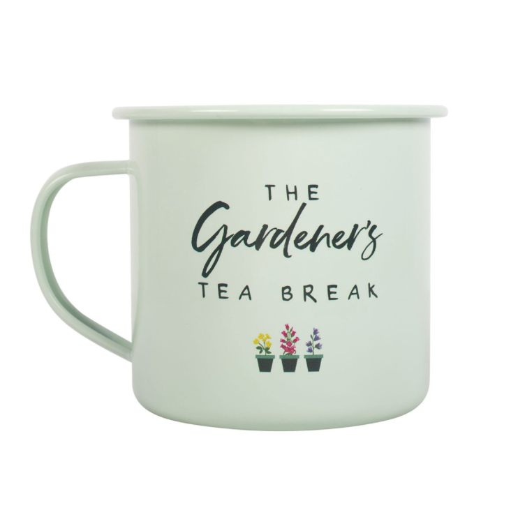 Gardener's Tea Break Enamel Mug front