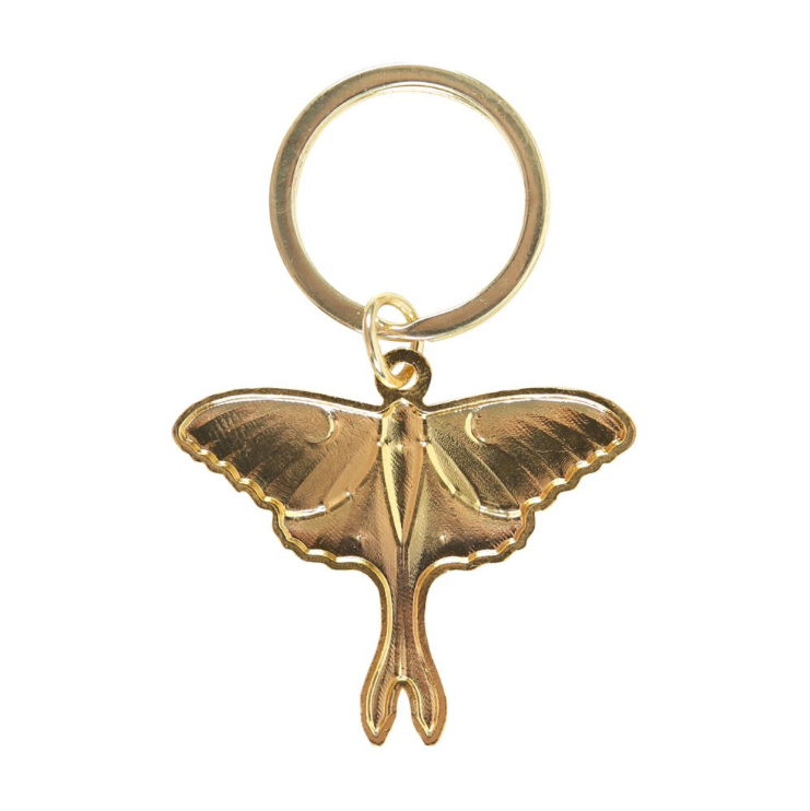 Luna Moth keyring gold colour metal back