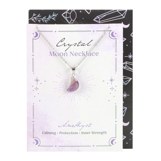Amethyst Crystal Moon Necklace on Greeting Card with envelope 