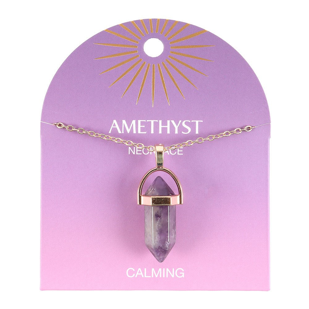 Amethyst Crystal Pendant Necklace diplay