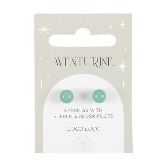 Aventurine Semi Precious Crystal Earrings Good Luck
