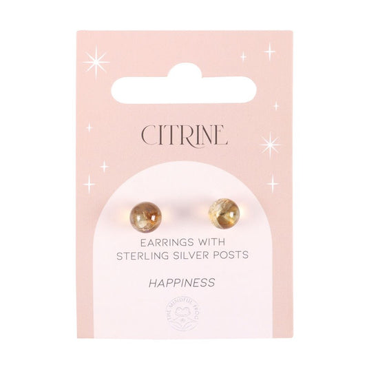 Citrine Semi Precious Crystal Earrings on backing card