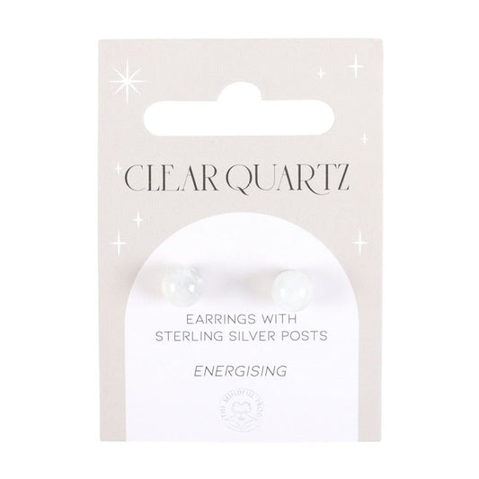 Clear Quartz Semi Precious Crystal Earrings Energising