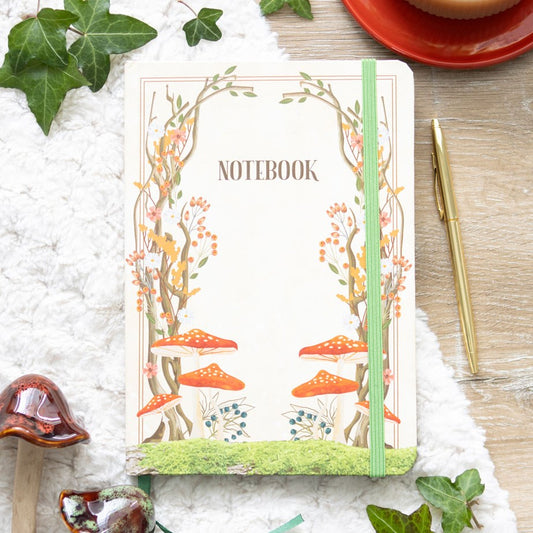 Mushroom covered notebook