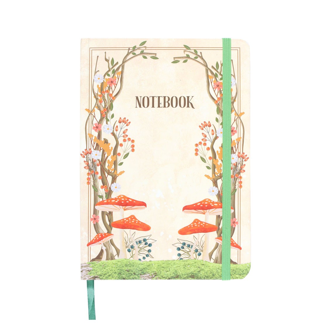Mushroom covered notebook