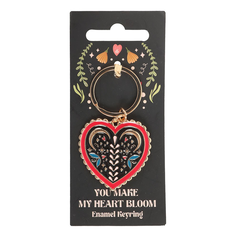 Heart shaped enamelled keyring