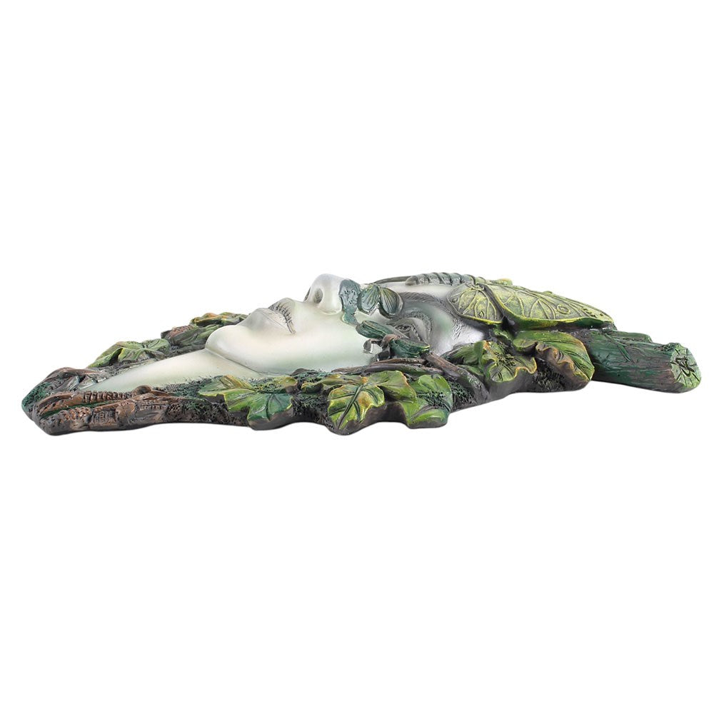 side view of green goddess garden wall plaque