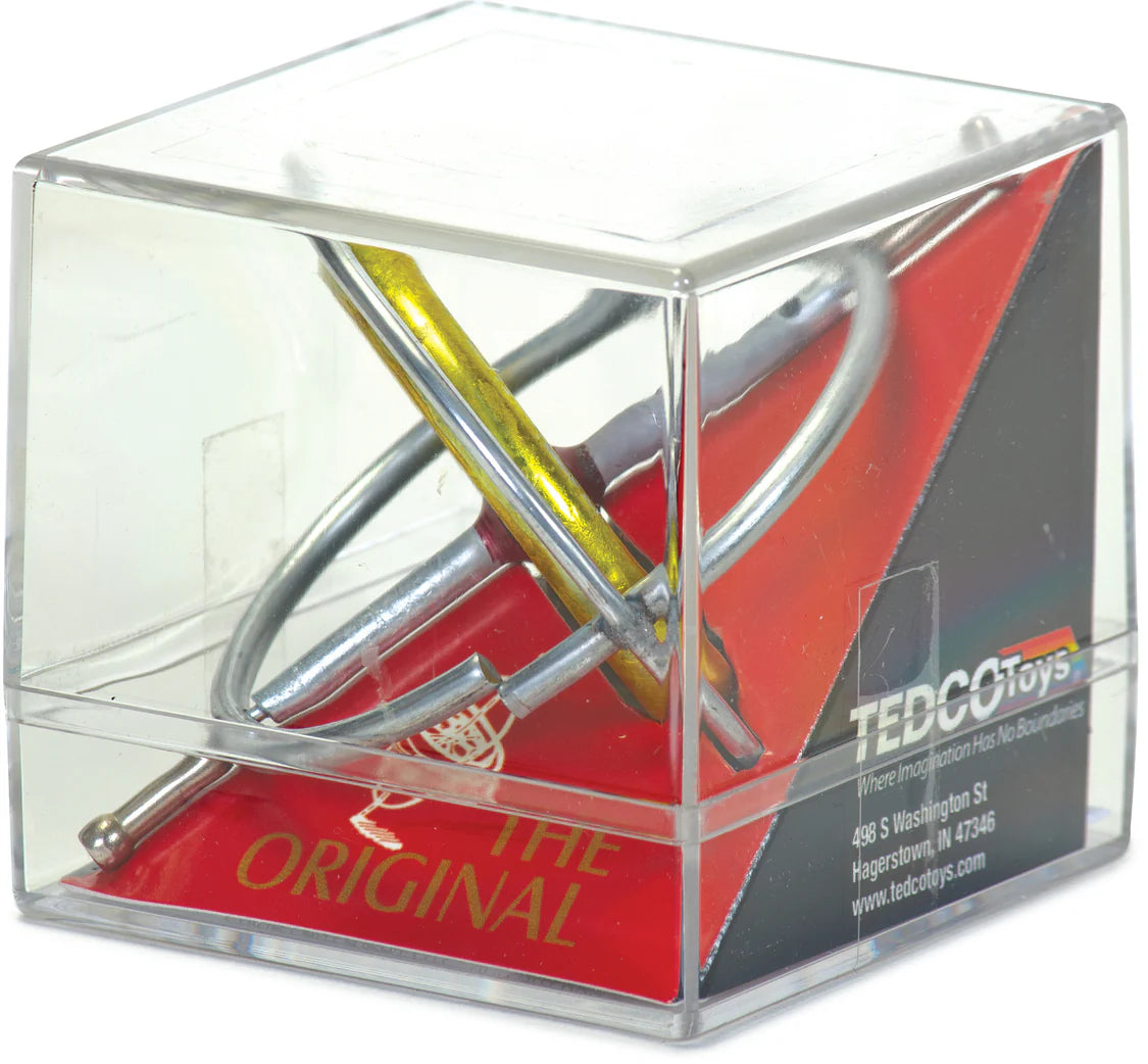 Gyroscope in a clear cube with TEDCO Toys branding