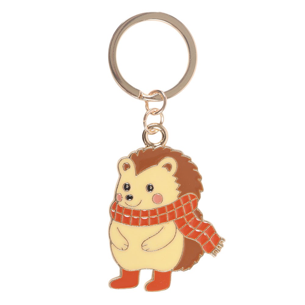Keychain with a hedgehog wearing a scarf on a white background
