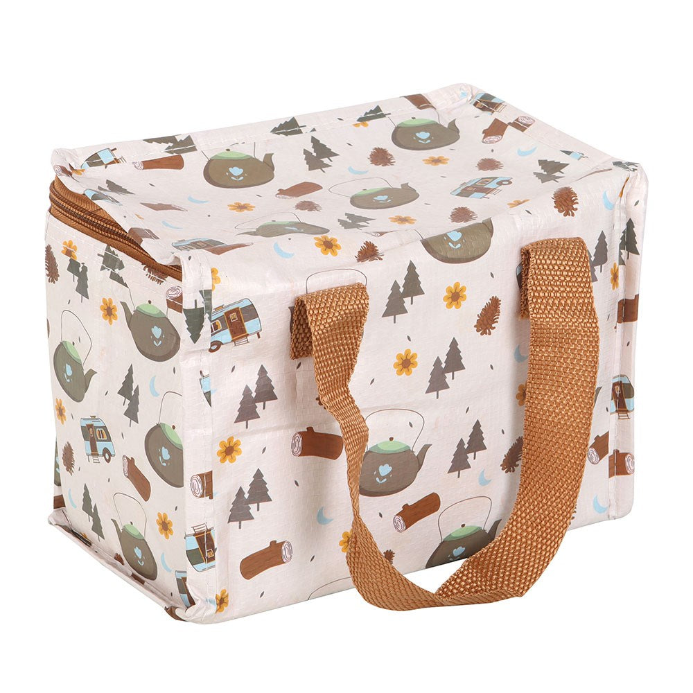  insulated lunch bag with nature-themed design on a white background